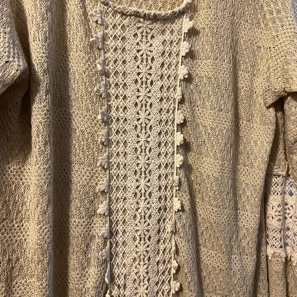 🆕 CAL STYLE BOHO CROCHET SWEATER NWT (2XL) BEIGE - Picture 5 of 6